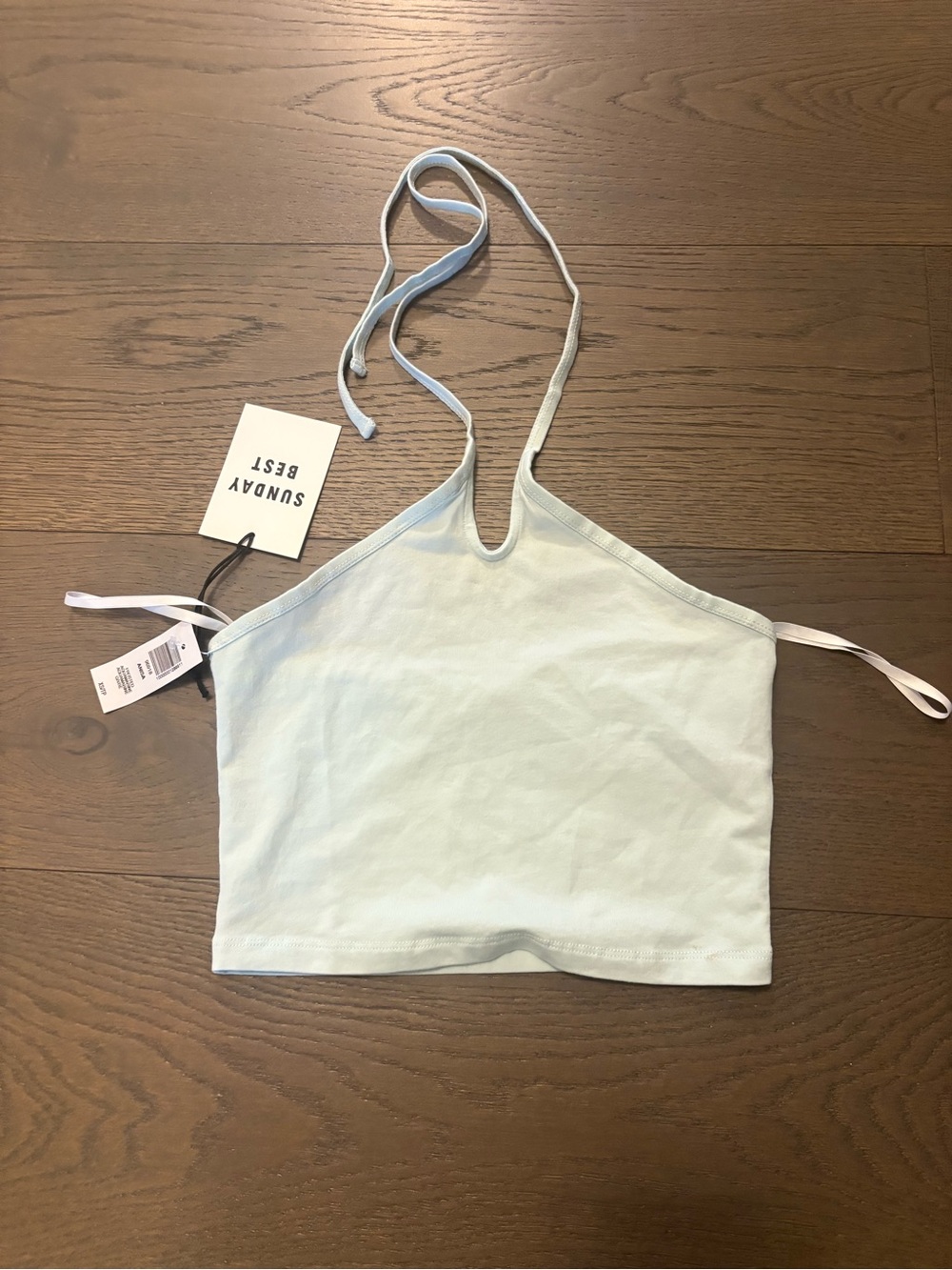 Aritzia Sunday Best aqua halter top XS NWT ret $79
